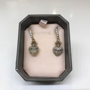 NWOT Juicy Couture Pave Heart & Crown Drop Earings